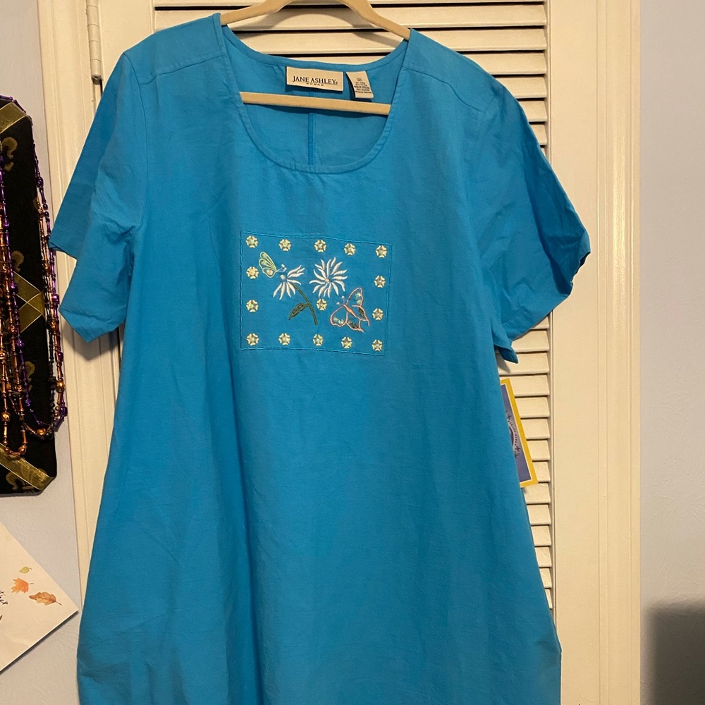 Jane Ashley Turquoise 3X embroidered dress